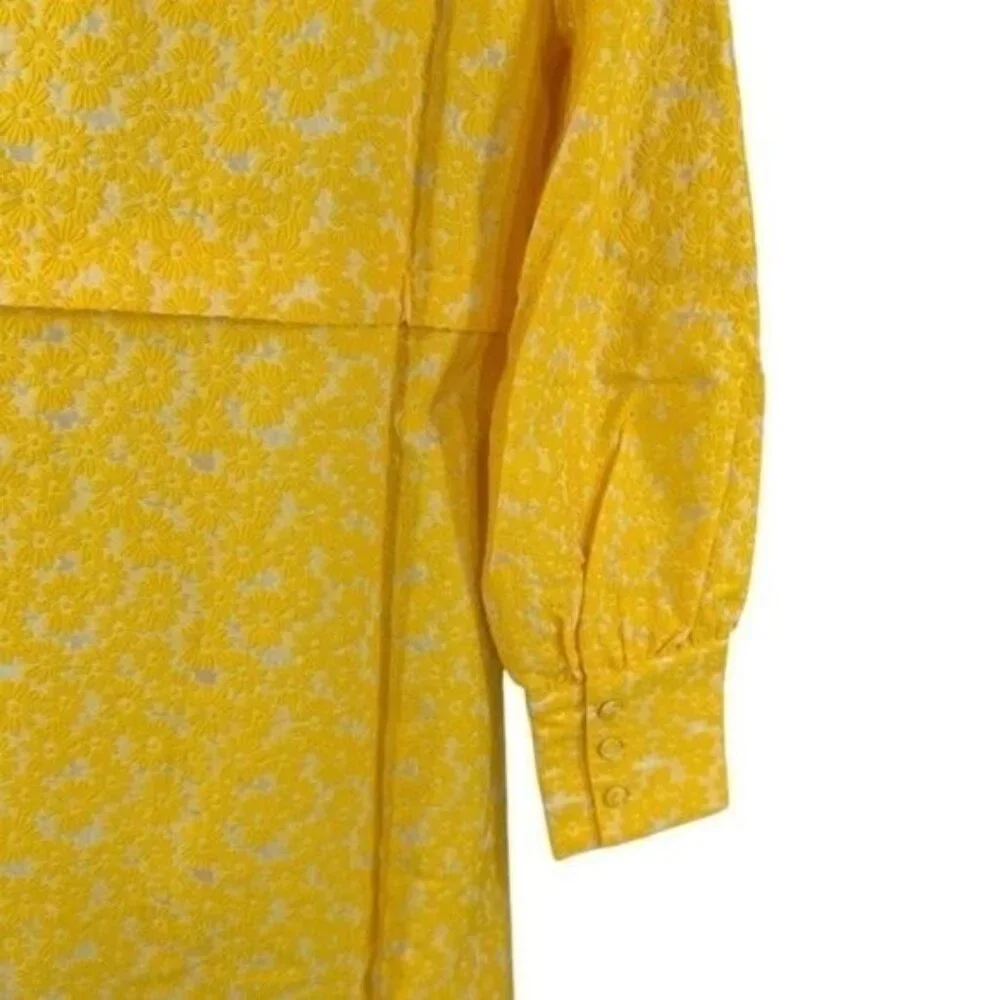 Tuckernuck NEW Yellow Daisy Jacquard Aurelia Long Sleeve Floral Maxi Dress XL - Picture 11 of 13